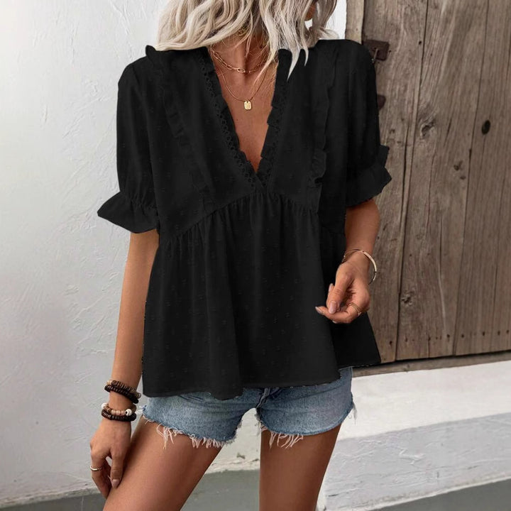 Dame Rynket Bomuldsbluse Stilla