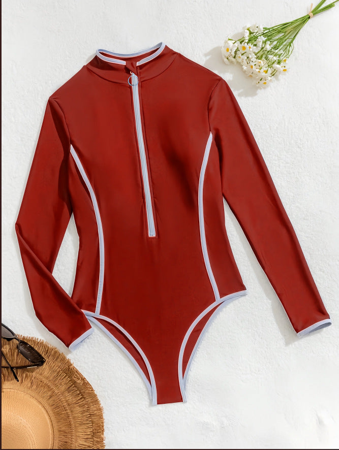 Dame Langærmet Lynlås Rash Guard Badedragt Stilla