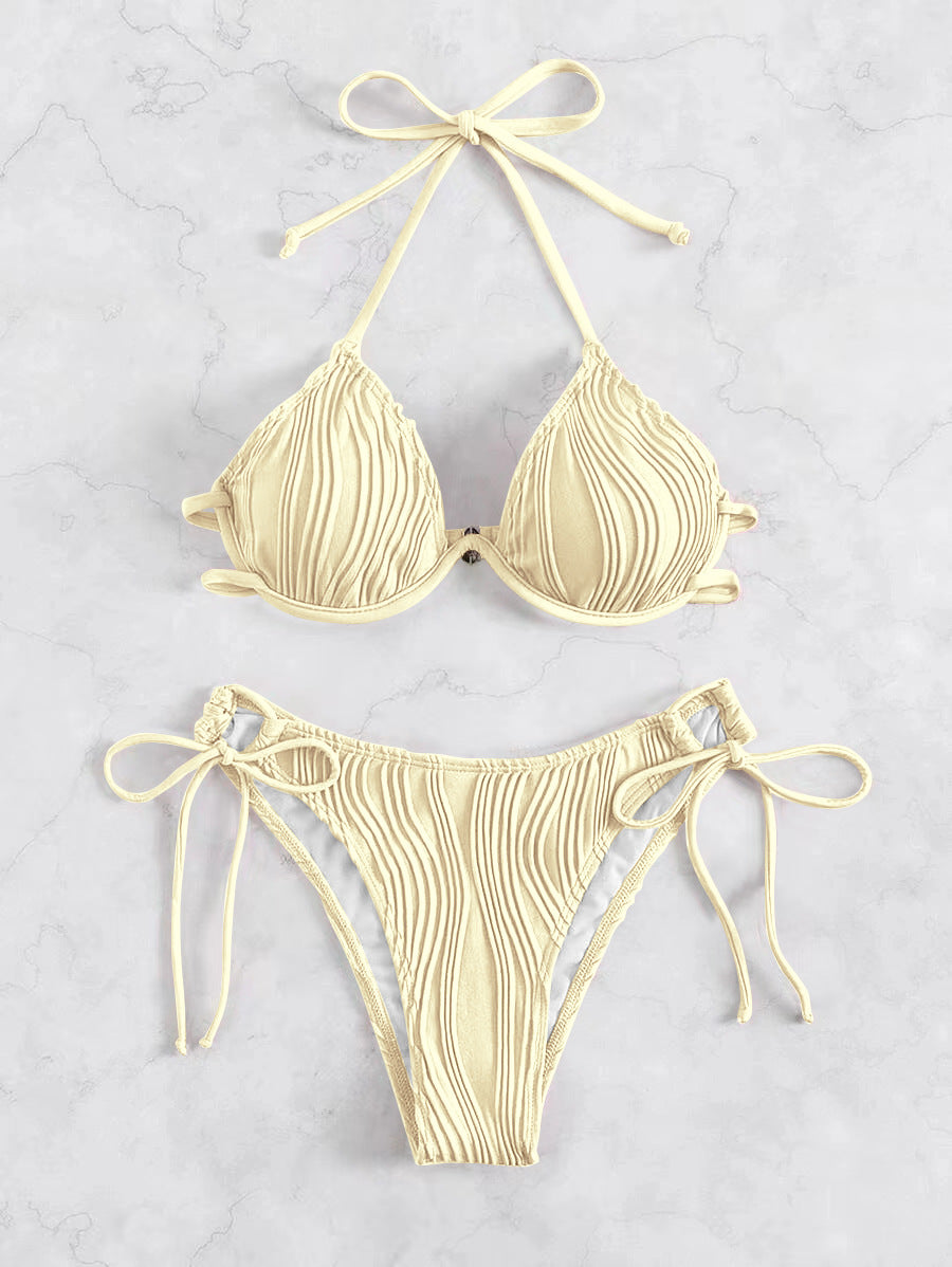Femme Ribbede Trekant-Bikini-Sæt Stilla