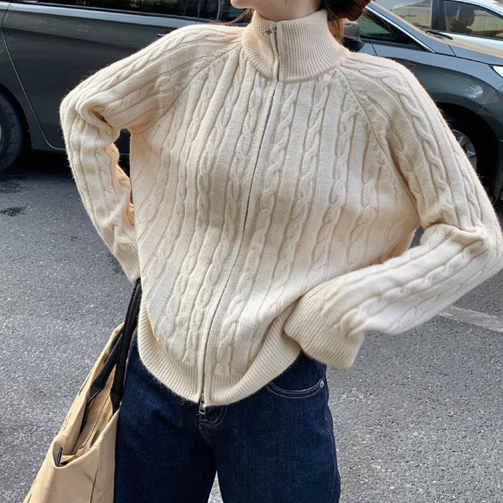 Femme Kabelstrik Zip-Up Cardigan Stilla