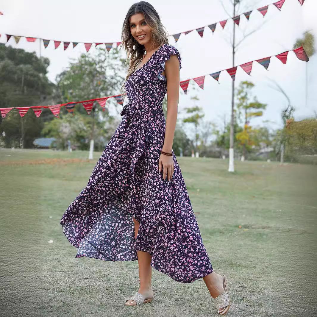 Femme Floral Print Maxi Wrap Kjole Stilla