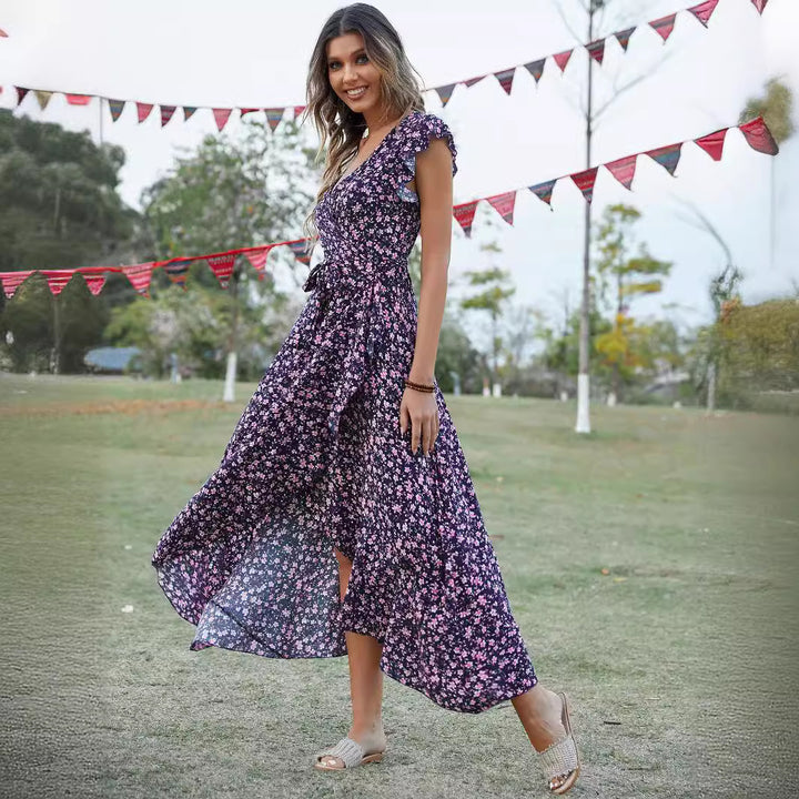 Femme Floral Print Maxi Wrap Kjole Stilla