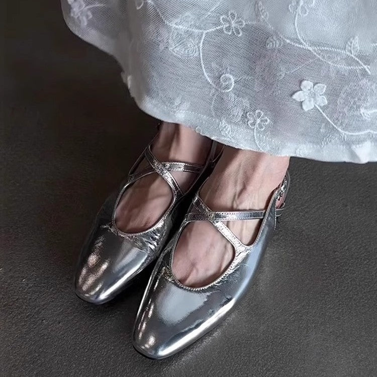 Dame Slingback-flade med kvadratisk tåform og justerbare remme Stilla