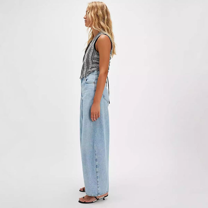 Dame bredt skåret jeans med høj talje Stilla