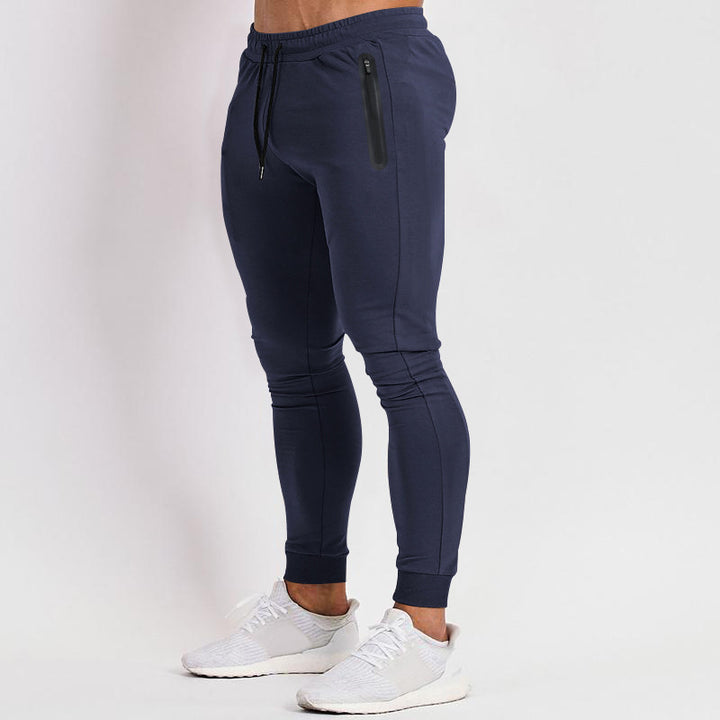 Herrer Slim Fit Joggingbukser med lynlåslommer og elastisk liv Stilla