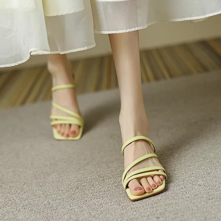 Dame Strappy Open-Toe Slide Sandaler med blokhæl Stilla