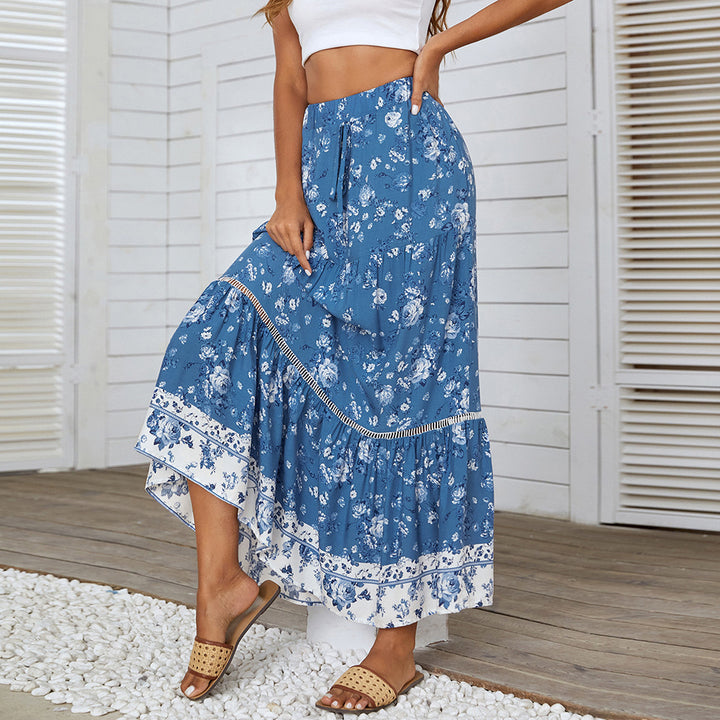 Femme Bohemian Floral Gestufte Maxi Nederdel Stilla