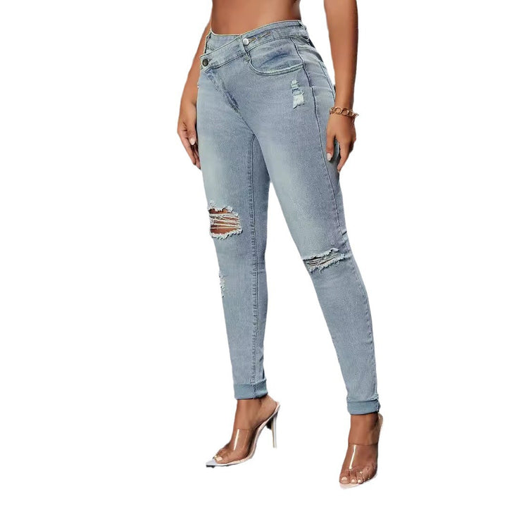 Dame Skinny Jeans med moderne Destroyed-look og høj talje Stilla