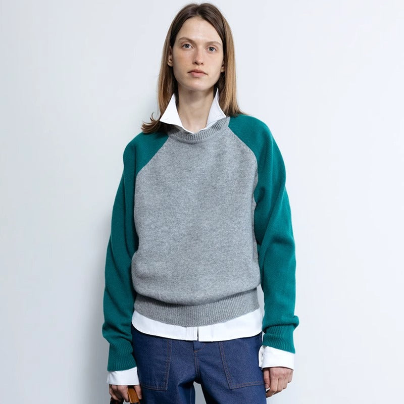 Dame sporty strikket sweater med raglanærmer Stilla
