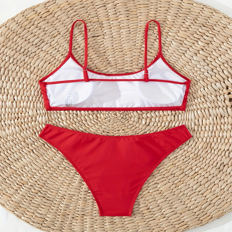 Dame Højt skåret bikini-sæt med justerbare stropper Skovae