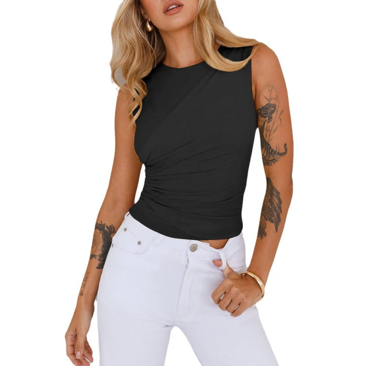 Dame kropsnært wrap-top med asymmetrisk design og rynkning Stilla