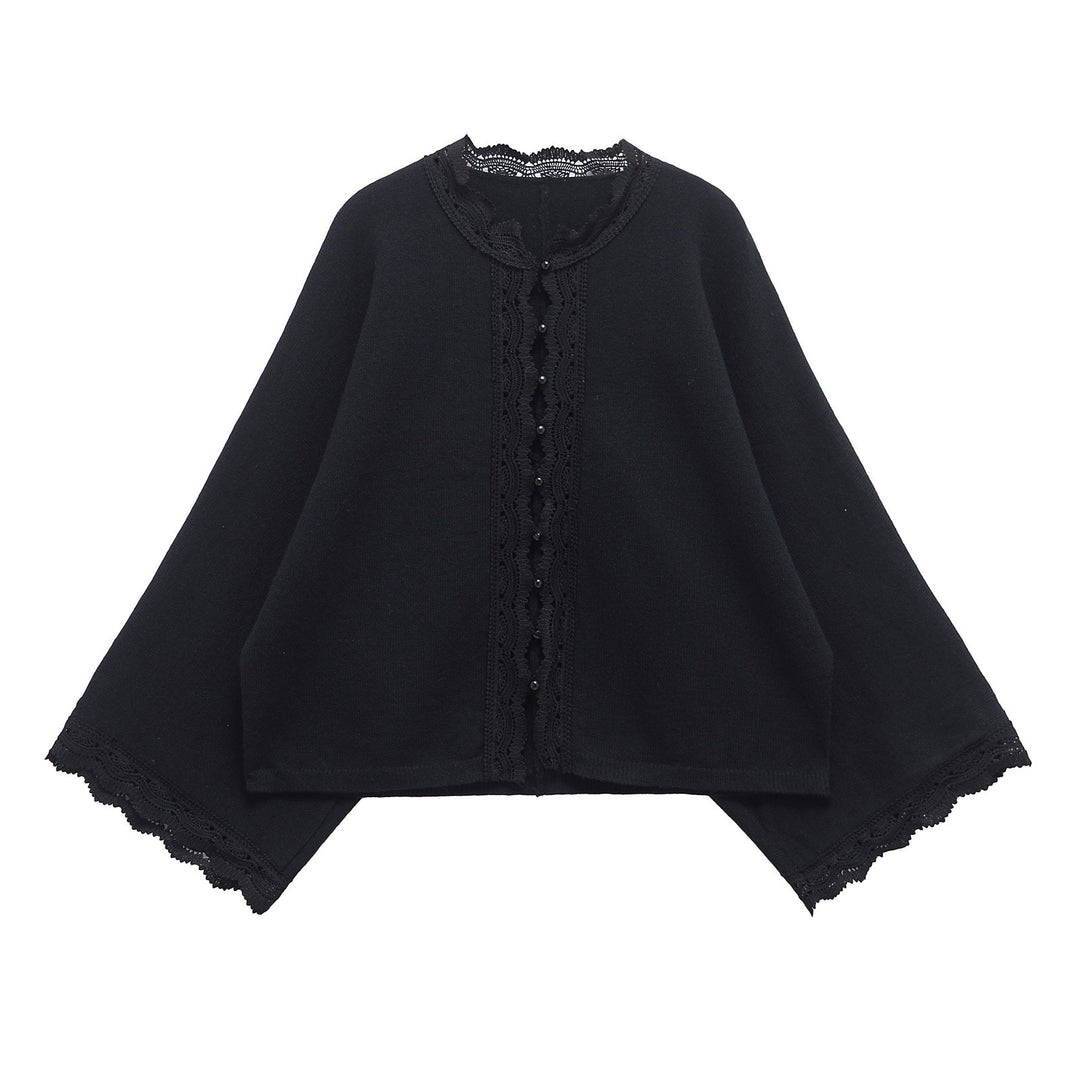 Dame Elegant Knap Cardigan med Spidskant Stilla