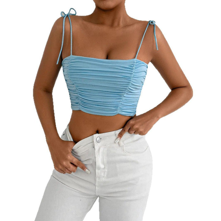 Dame Crop-top med ruching og justerbare stropper Skovae