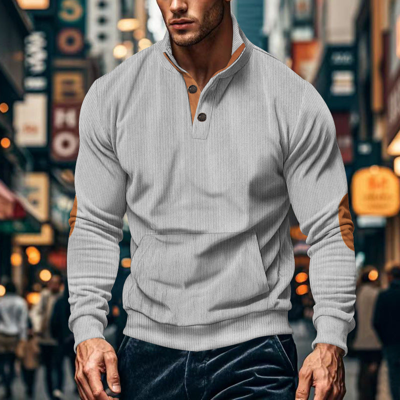 Herrer moderigtigt sweatshirt med knapliste og struktureret design Stilla