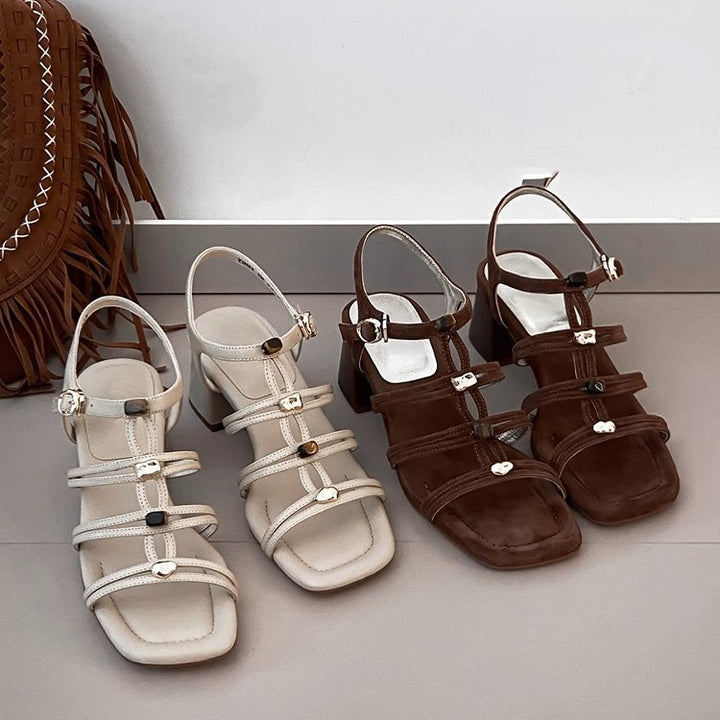 Dame Strappy Blokhæle sandaler med stilfulde spænde detaljer Stilla