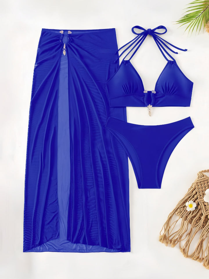 Dame Bikini-sæt med elegant indpakningsskørt og raffinerede detaljer Skovae