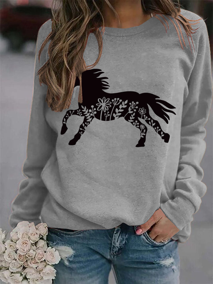 Stilla | Crew Neck Langærmet Dyreprint Sweatshirt