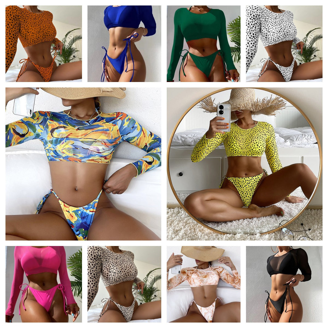 Damer bikini-top med lange ærmer og justerbare sidesnore Stilla