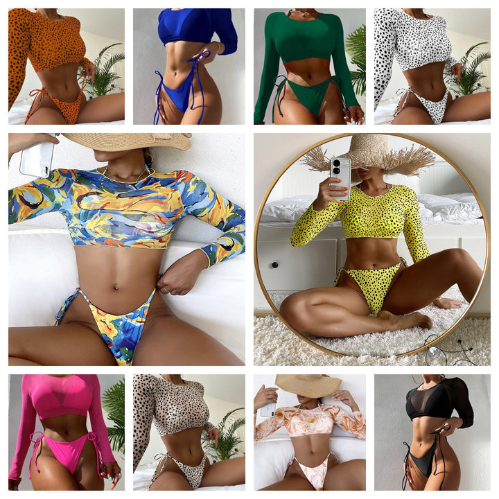 Damer bikini-top med lange ærmer og justerbare sidesnore Stilla