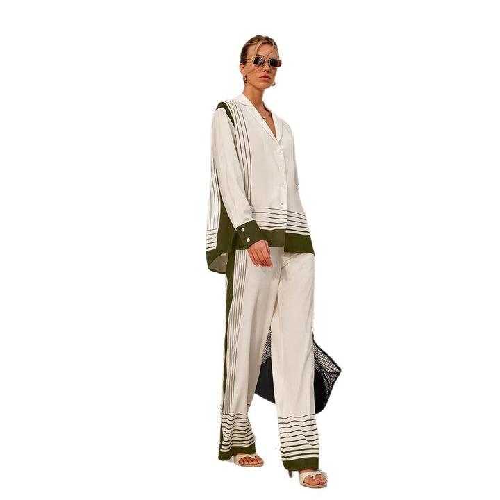 Dame silke blazer og elegante vide bukser Stilla
