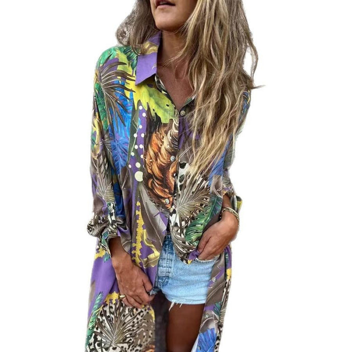 Dame Oversized Kimono med dyreprint og bred pasform Stilla