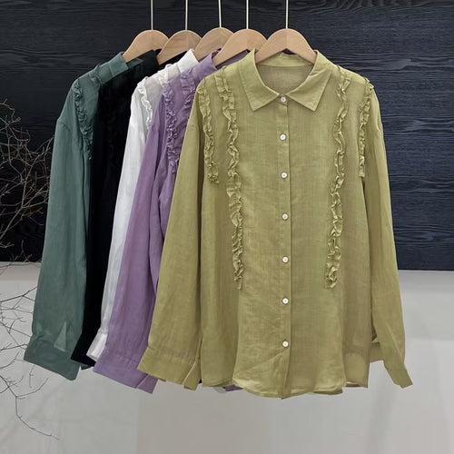 Femme Flæse Detalje Langærmet Bluse Stilla