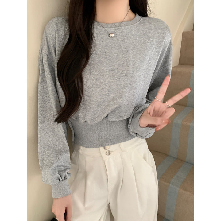 Dame Casual Puffærme Pullover Sweater Stilla