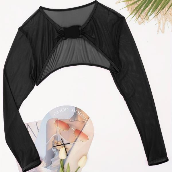 Dame Sporty Cropped Langærmet Top med stilfuld spænde lukning Skovae