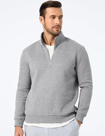Herresweater med halv lynlås og moderne snit Skovae
