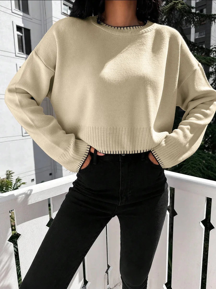 Femme Cropped Tekstureret Strik Sweater Stilla