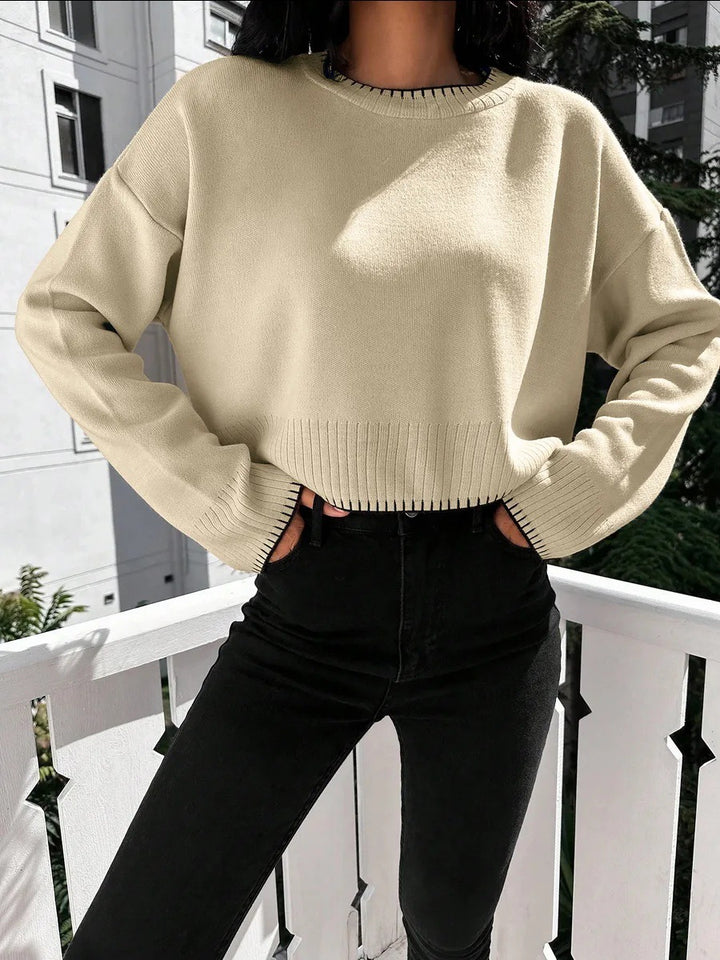 Femme Cropped Tekstureret Strik Sweater Stilla