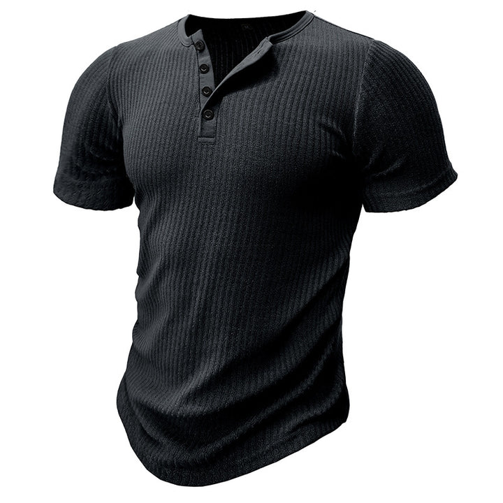 Herrer Kortærmet Henley-Shirt med struktureret design og stilfuld knaplukning Stilla
