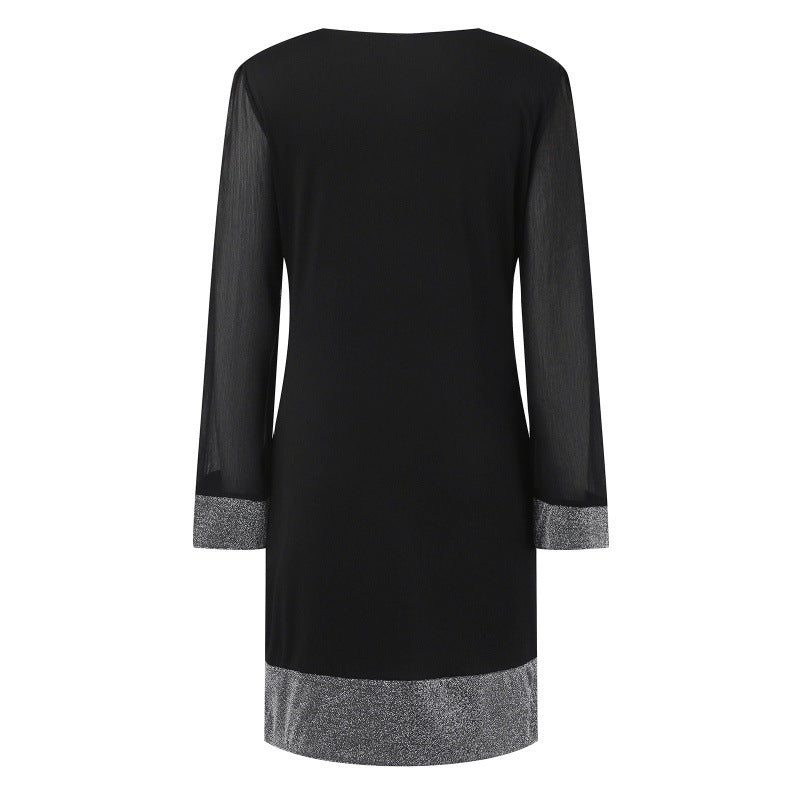 Damer Elegant Cowl Neck Mini Kjole med Klokkeærmer Stilla