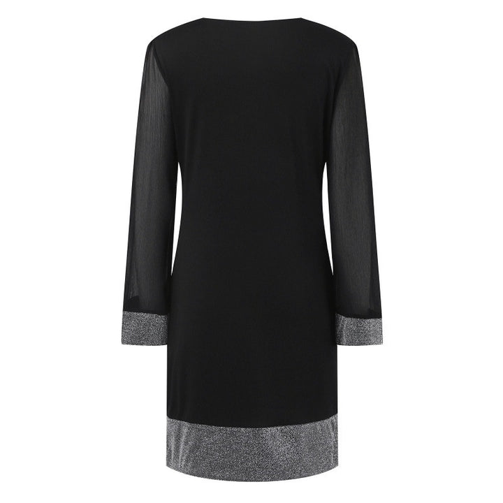Damer Elegant Cowl Neck Mini Kjole med Klokkeærmer Stilla