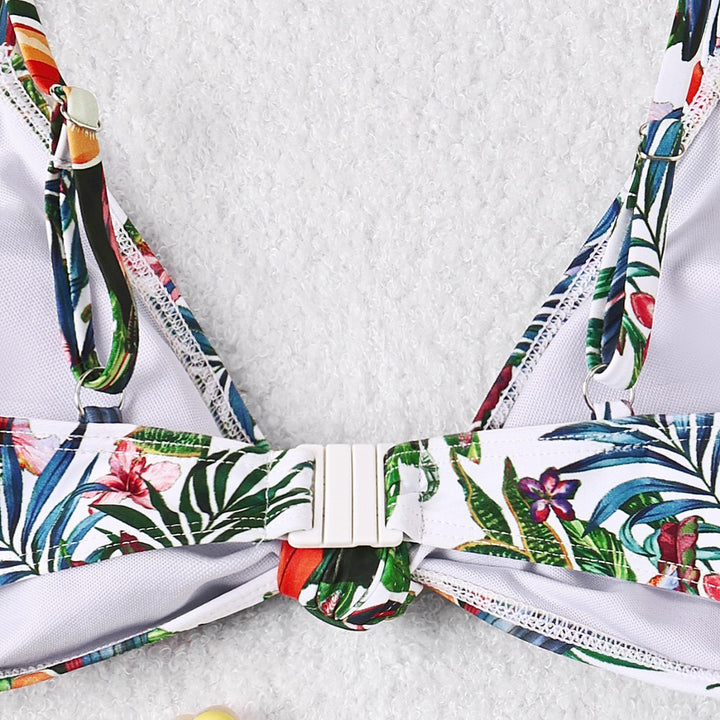Dame Højskåret Bikini med tropisk Print Skovae