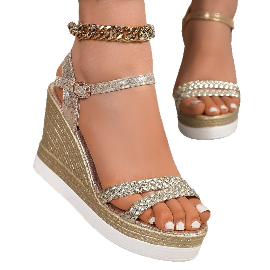Dame kilehæle sandaler med flettet design og elegant spænde Stilla
