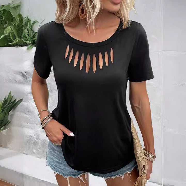 Dame Casual T-Shirt med Cut-Out-detaljer Stilla