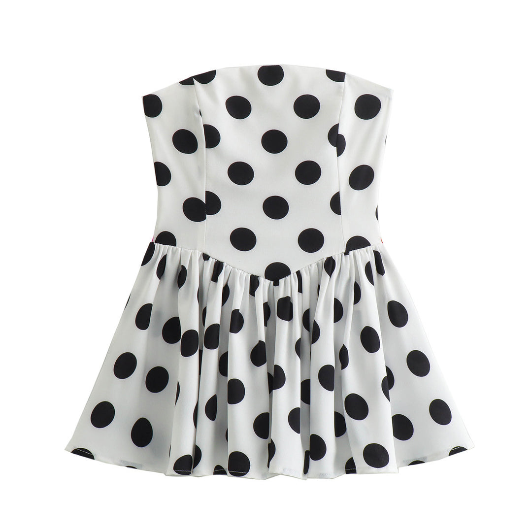 Dame Utan Bår Polka Dot Udvidet Kjole Stilla