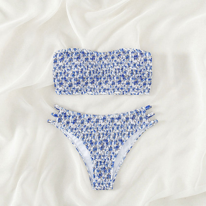 Dame Bandeau-Bikini med raffinerede flæsedetaljer Skovae