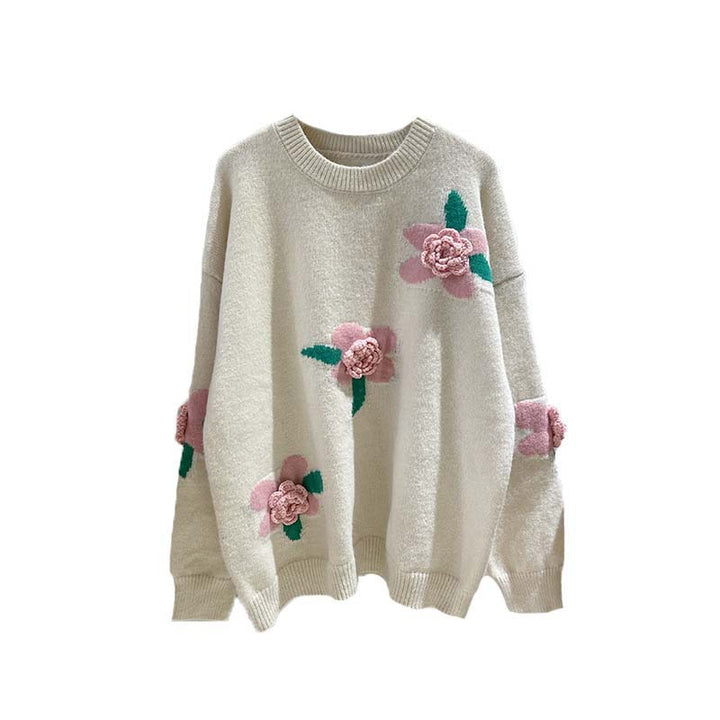 Femme Floral Broderet Pullover Stilla