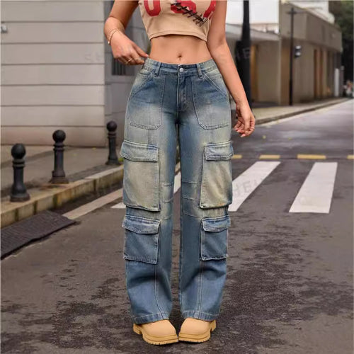 Dame Cargo-Jeans i vintage-stil Stilla