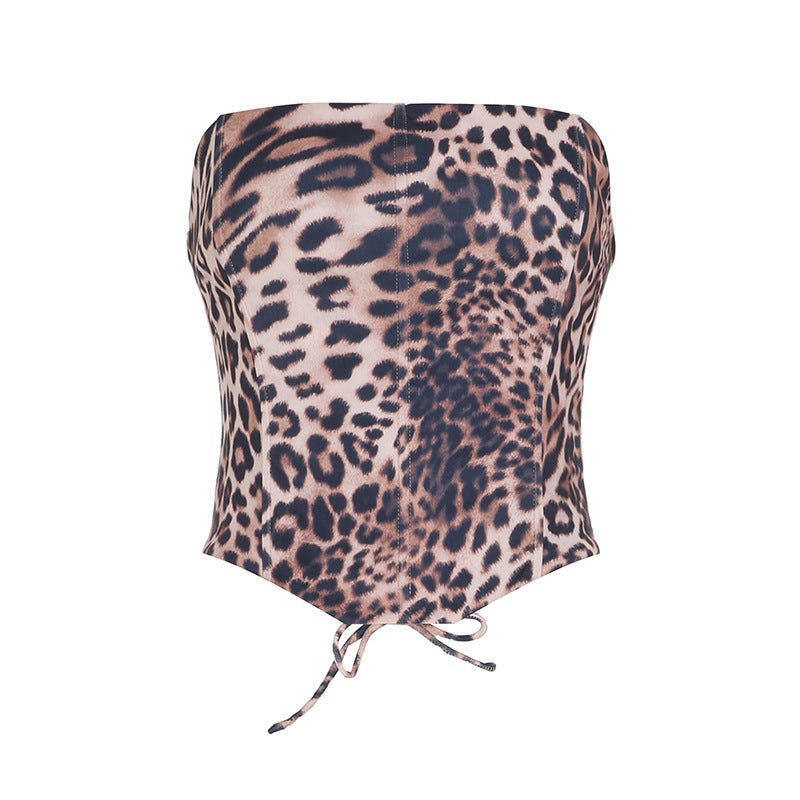 Damen Bustier mit animalischem Druck und figurformendem Schnitt Skovae