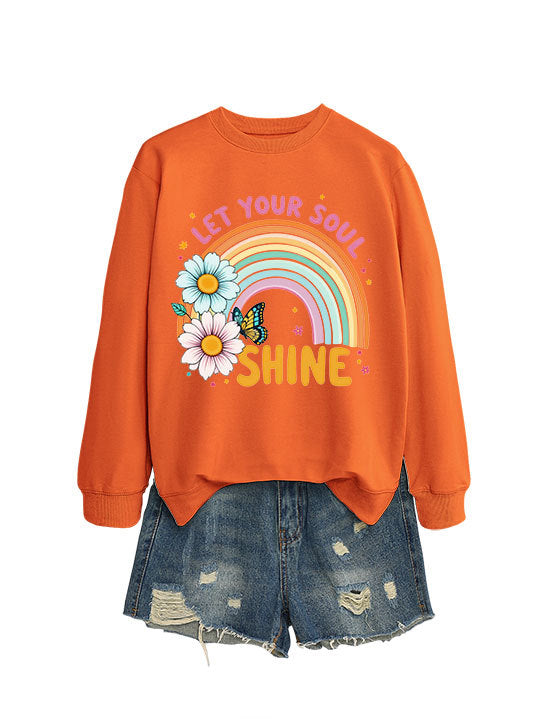 Kvinders sweatshirt med farverig gradient og blomster grafisk design Stilla