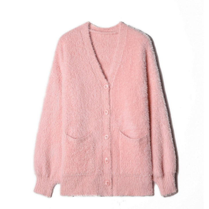 Femme Strukturstrik-Cardigan med oversized snit Stilla
