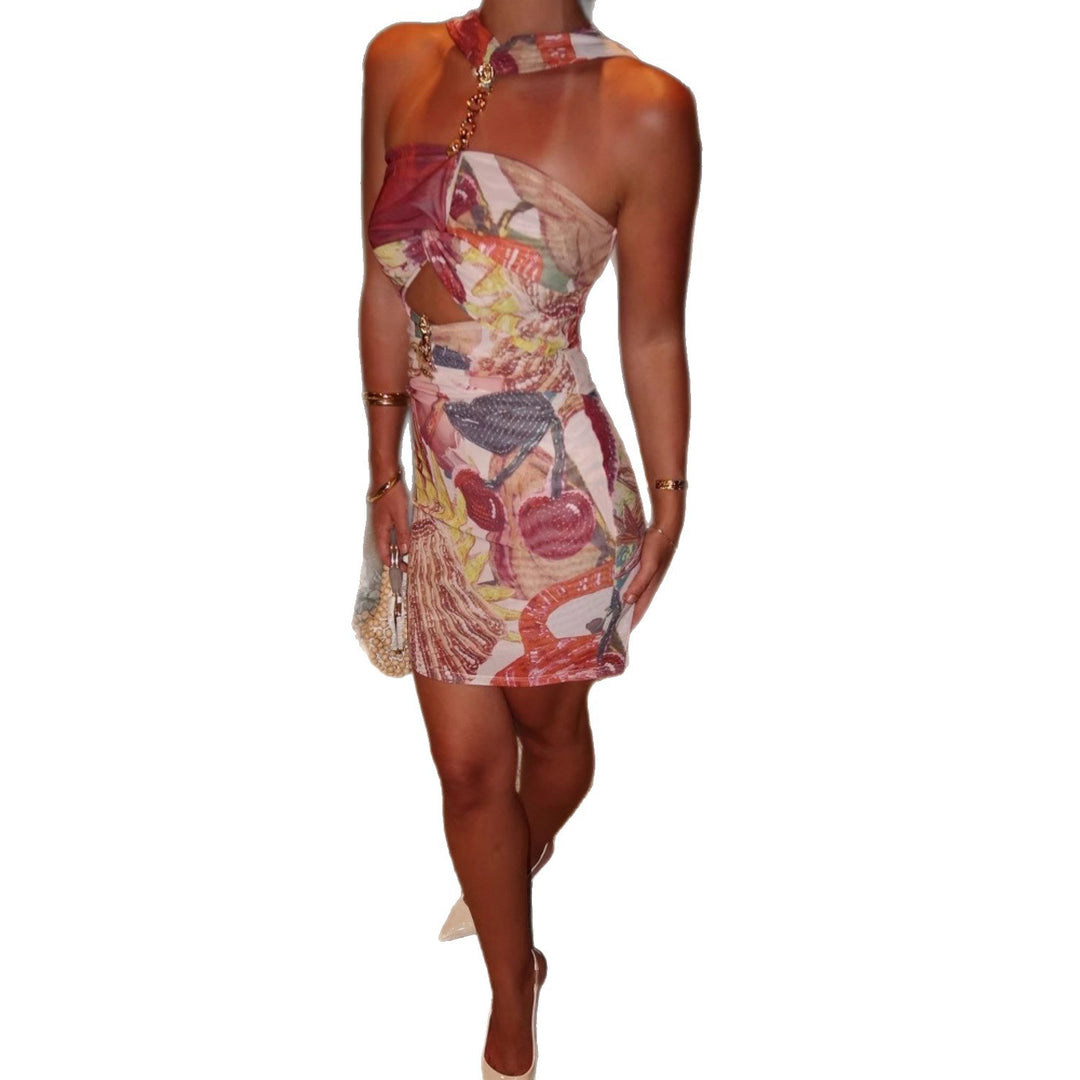 Dame Løs Minikjole med asymmetrisk Udsnit og Fashionable Cut-Out Skovae