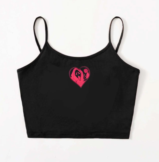 Dame Crop-Top med kreativt hjerte-design Skovae