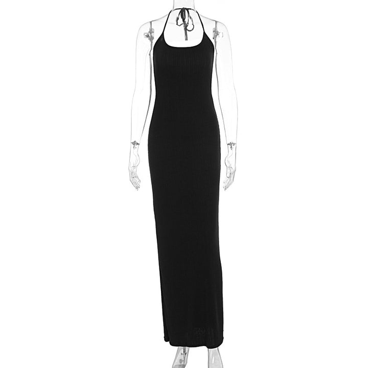 Dame elegant Maxi-kjole med smigrende snit og raffineret halterneck Skovae