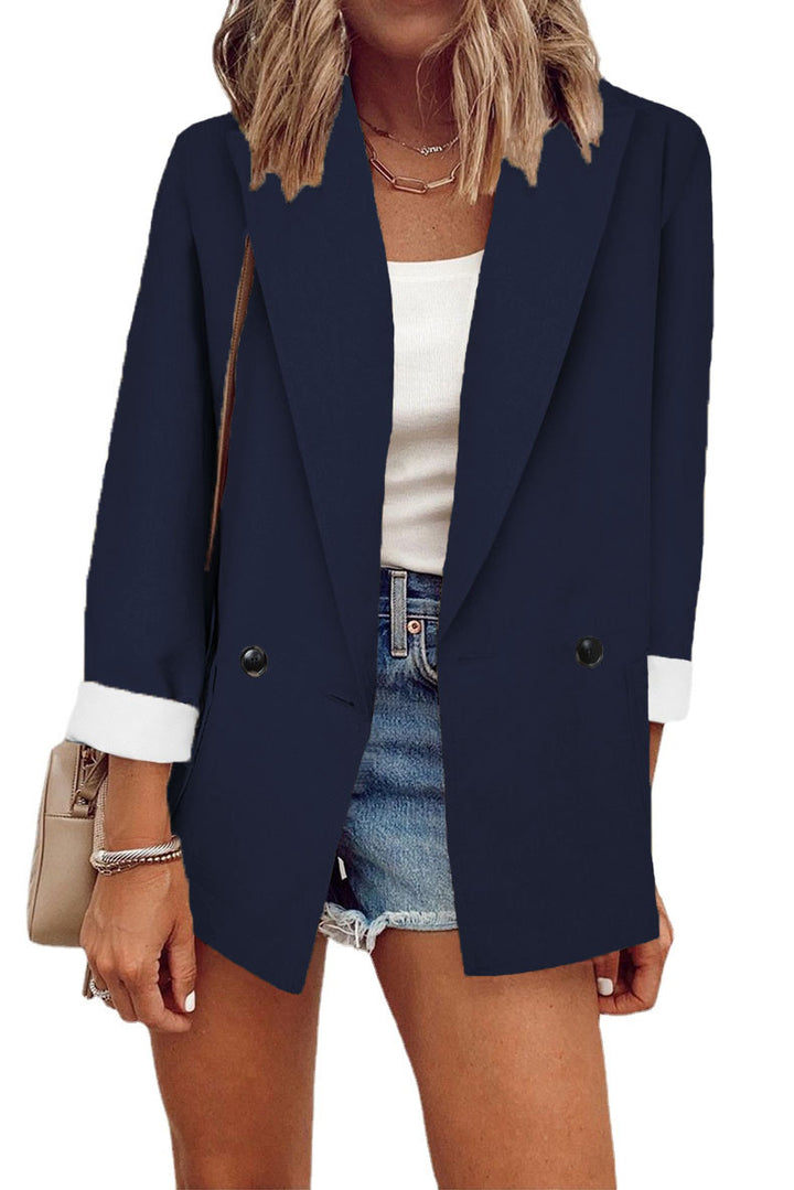 Dame Elegant Oversized Blazer med dobbeltrække af knapper og stilfulde detaljer Stilla
