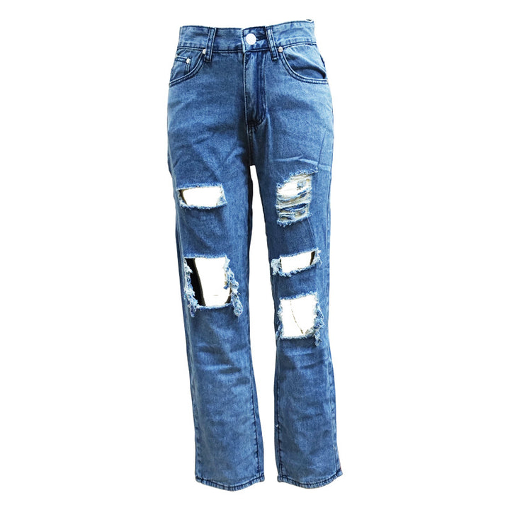 Dame casual ødelagte jeans med bredt ben Skovae
