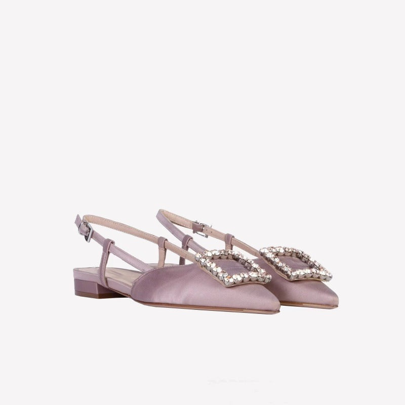 Femme Slingback-flade med krystaldekoration Stilla